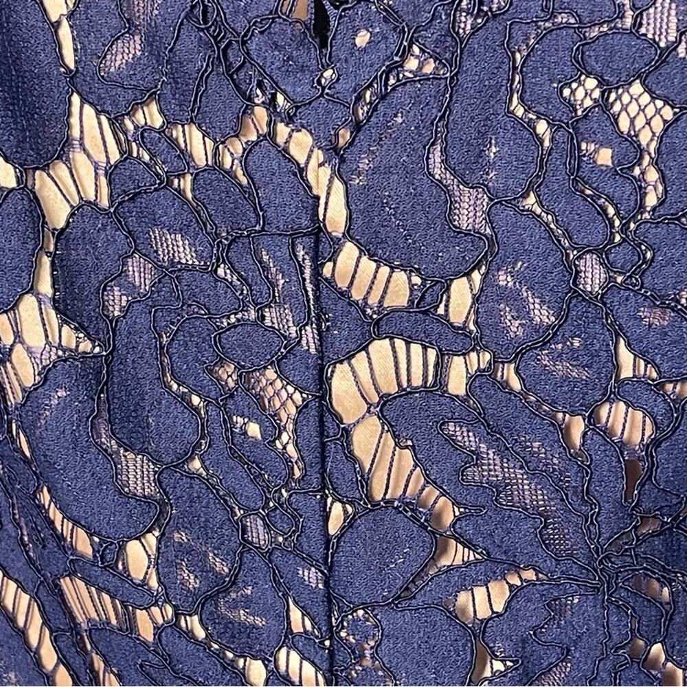 Eliza J. cap Sleeve Fit & Flare Lace Dress, Navy, Parties, Cocktails, Wedding 12 - Picture 10 of 11
